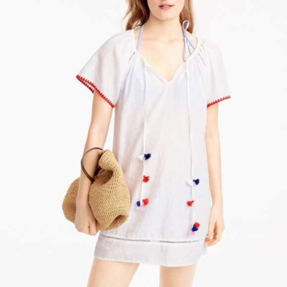 J.Crew Embroidered Tassle Pom Pom Tunic Coverup - Picture 1 of 10
